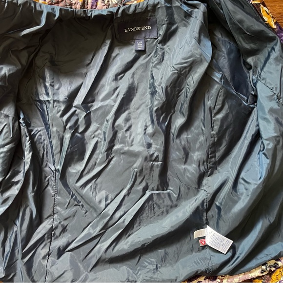 Land's End Womens Dark Floral Primaloft Quilted Zip Jacket Size Large (14-16) - Picture 10 of 13